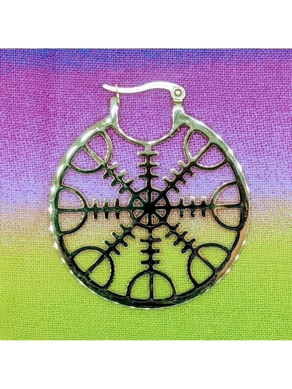 🐦‍⬛ Earrings--Helm of Awe, Ægishjálmr, Gold tone on Stainless Steel